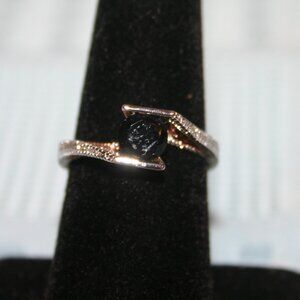 Ladies' Fashion Ring in Silver Tone w/Black Stone RG-6